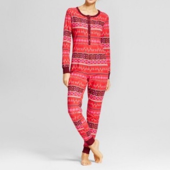 🆕Xhilaration “Really Red” Nordic Winter UnionSuit - Picture 1 of 7